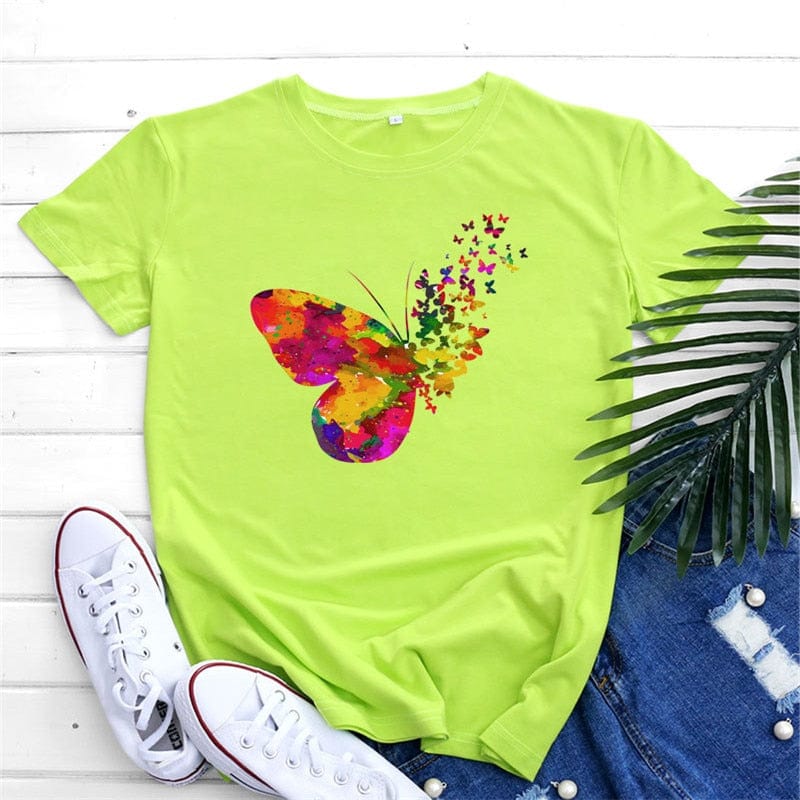 Buddhatrends F0639-Yinguang / S Butterfly O Neck Printed Tee