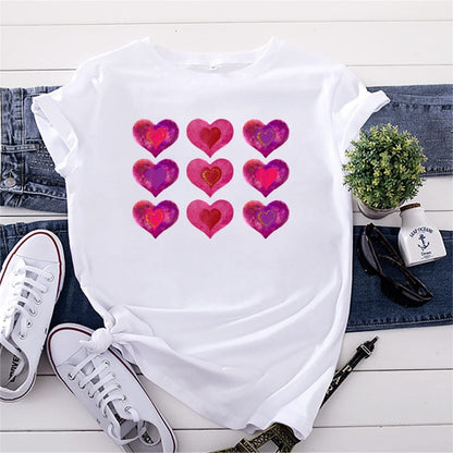 Buddhatrends F0758-White / S All Heart Printed Cotton T-Shirt