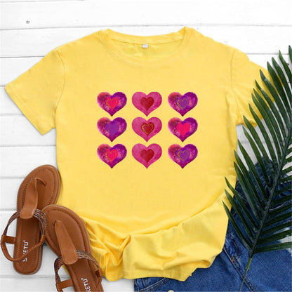 Buddhatrends F0758-Yellow / S All Heart Printed Cotton T-Shirt