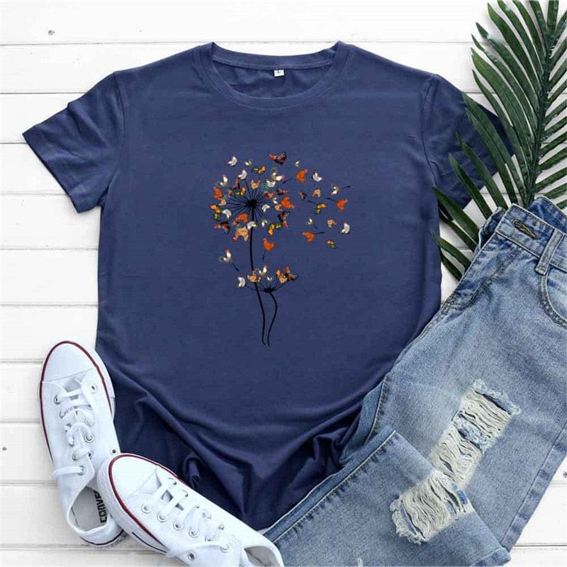 Buddhatrends F0769-Navy / S Graphic Printed Cotton O Neck Tees