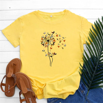 Buddhatrends F0769-Yellow / S Graphic Printed Cotton O Neck Tees