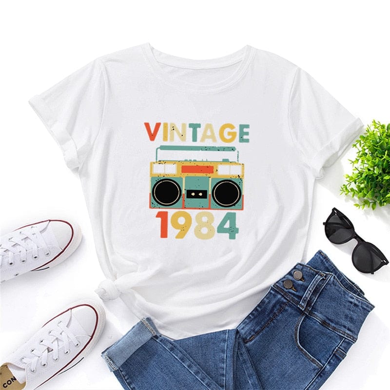Buddhatrends F0778-White / S Vintage Graphic Short Sleeve Tee