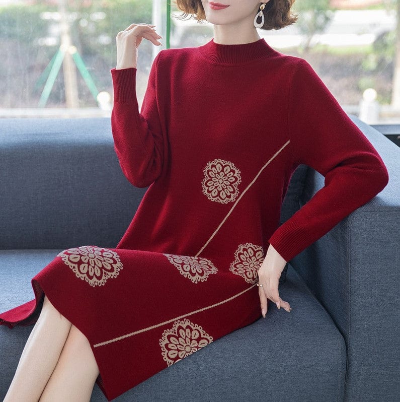 Вязаное платье-свитер с цветочным принтом Buddhatrends