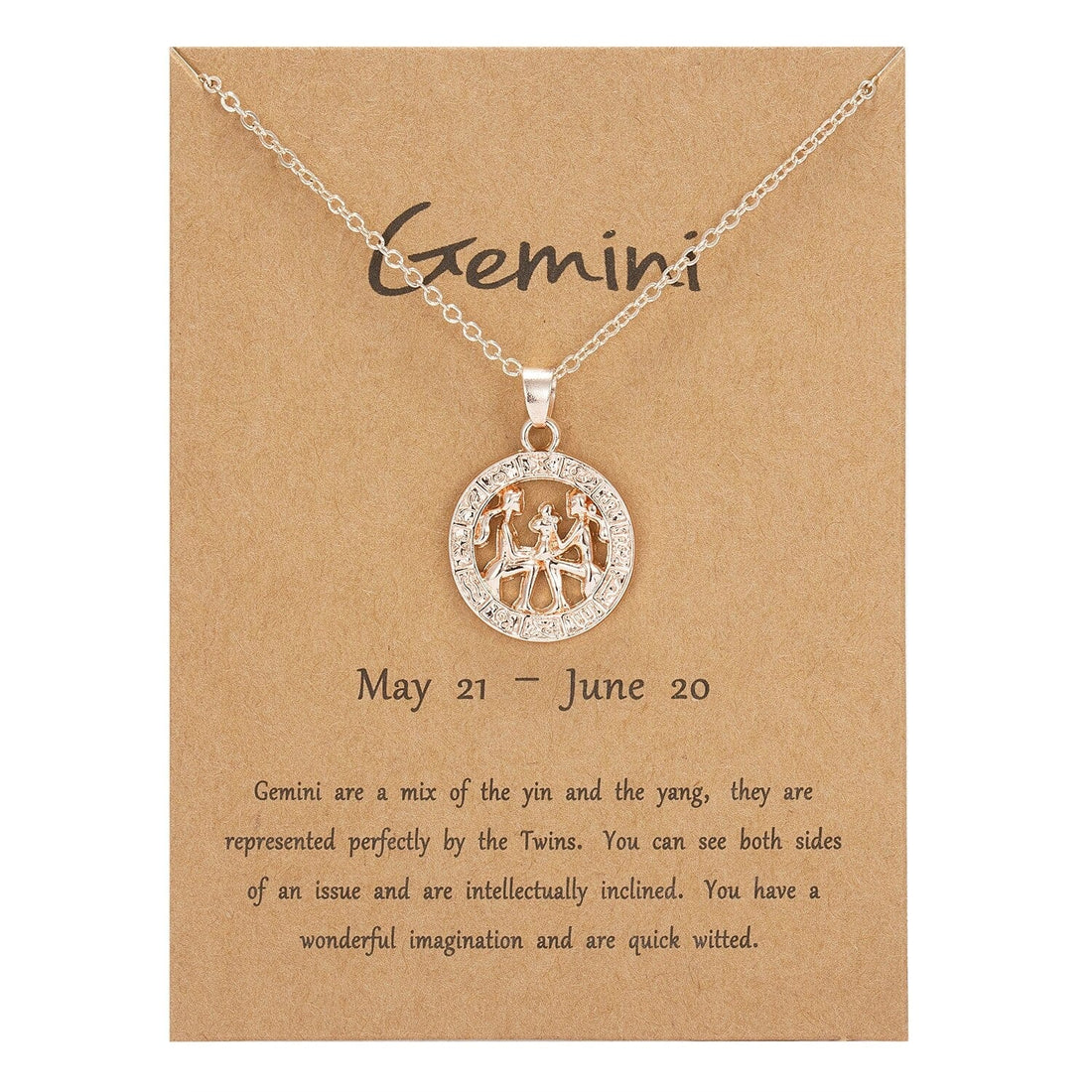 Buddhatrends Gemini / Collier pendentif Constellation or rose or rose