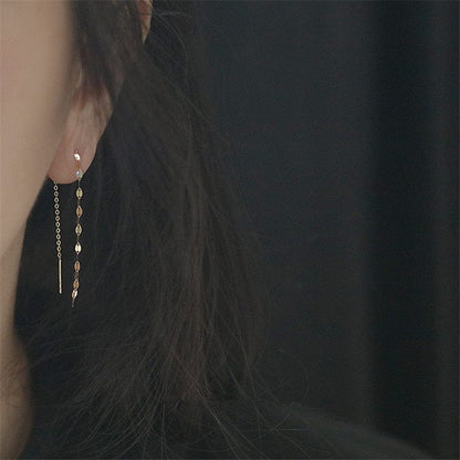 Buddhatrends Geometric 925 Sterling Silver Threader Earrings