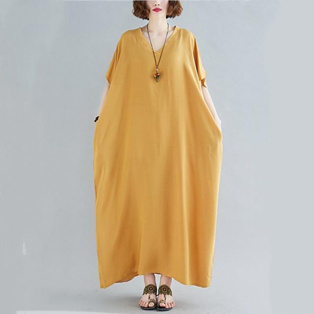 Buddhatrends Ginger / One Size Diana Solid Kaftan