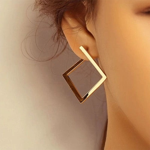 Buddhatrends Gold Minimalist Square Stud Earrings