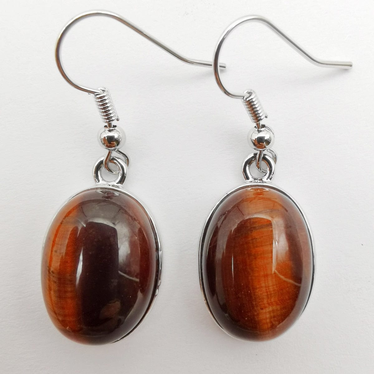 Buddhatrends Gold Tigereye Natural Stone Oval Earrings