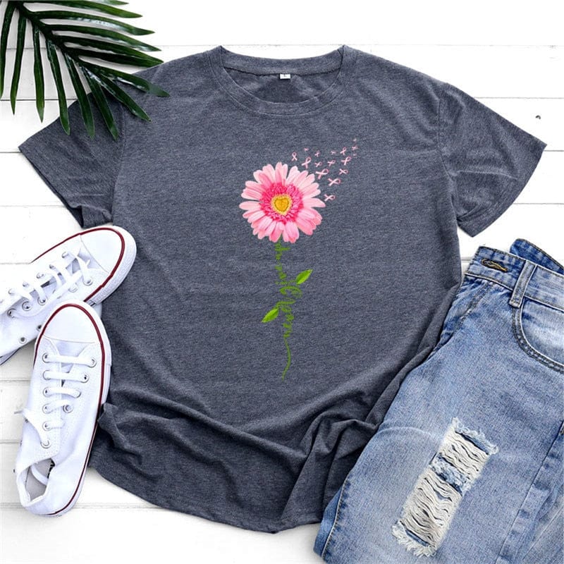 Buddhatrends Graphic Flower Top O Neck Tee
