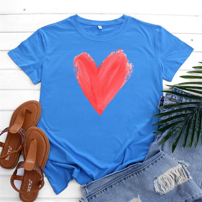 Buddhatrends Graphic Printed Heart  O Neck Tee