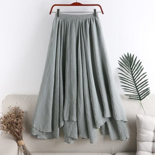 Buddhatrends Gray / One Size Midi Irregular Pleated Fishtail Skirt