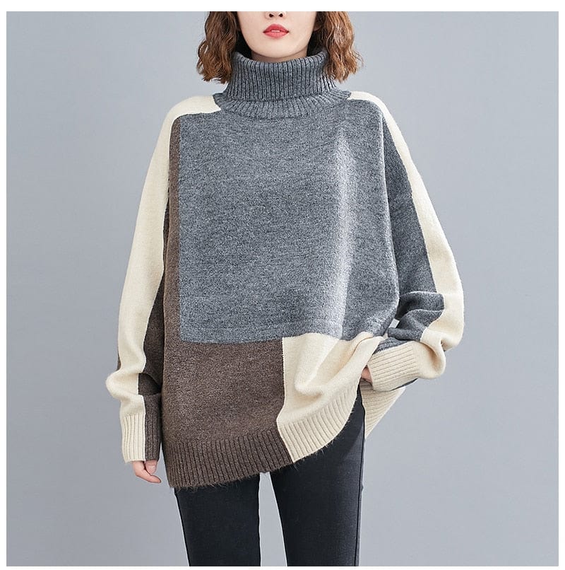Buddhatrends Grey / One Size Haily Knitted Turtleneck Sweater