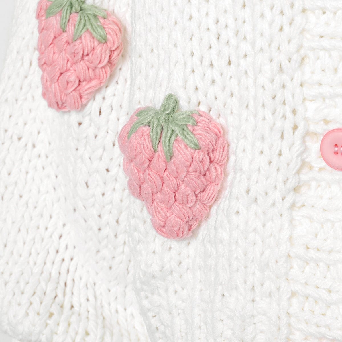 Buddhatrends Handmade 3d Strawberries Cardigan Sweater