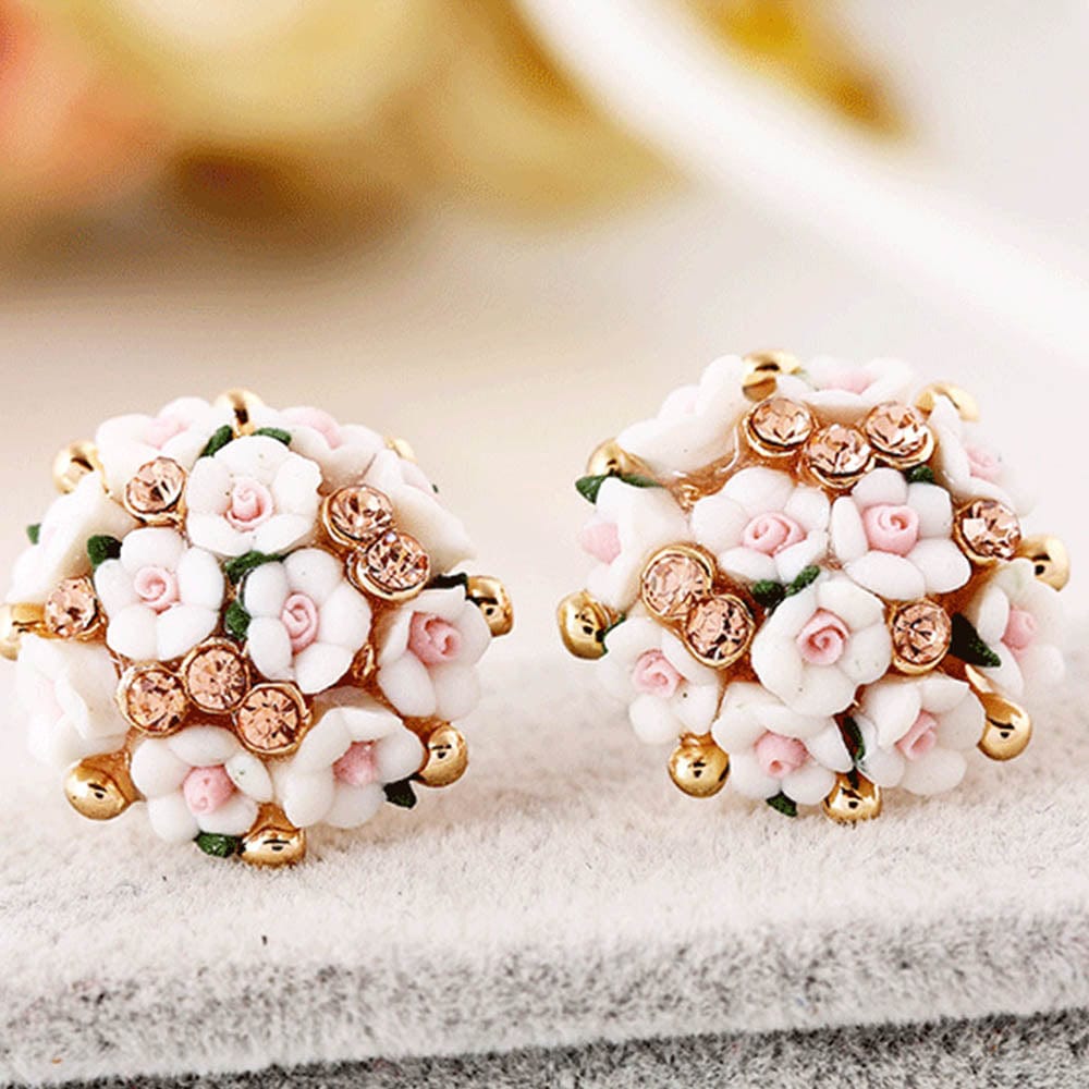 Bellina Ceramic Flowers Stud Earrings