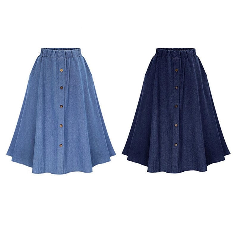 Buddhatrends Hanna Streetwear Midi Denim Skirts
