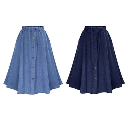 Buddhatrends Hanna Streetwear Midi Denim Skirts