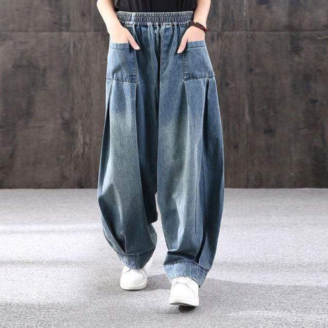 Buddhatrends Harem Jeans Beige / XXXL Pleated Baggy Harem Jeans