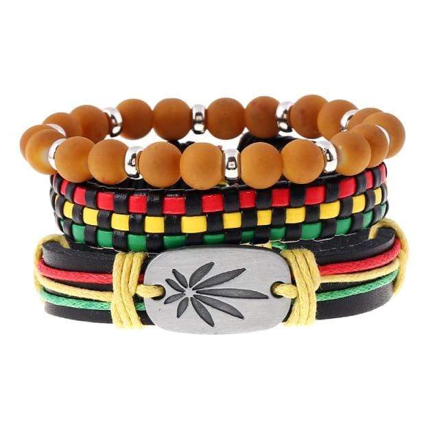 Buddhatrends Jamaika 4 Pieces Set Leather Bracelet