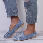 Bernsteinfarbene Denim-Loafer-Schuhe
