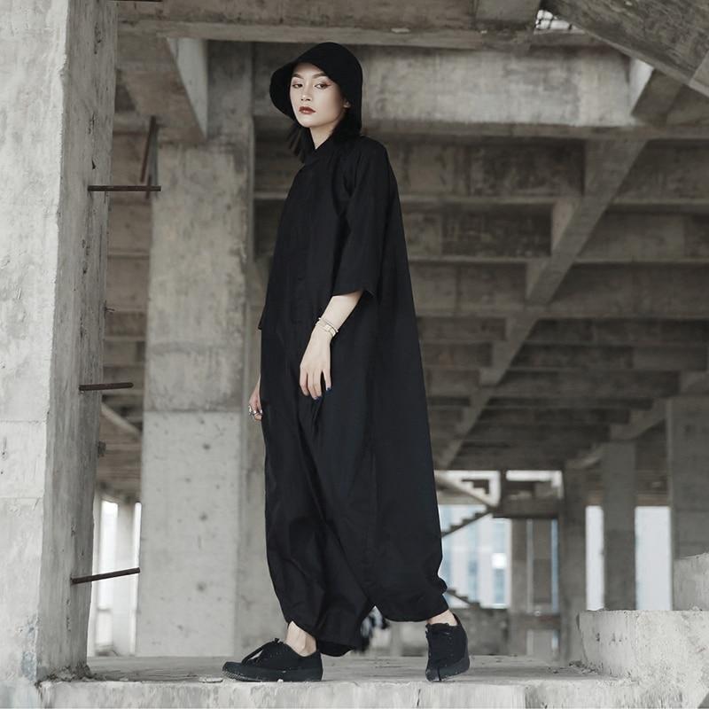 Buddhatrends Jumpsuits Street Style Black Oversized Jumpsuit | Millennials