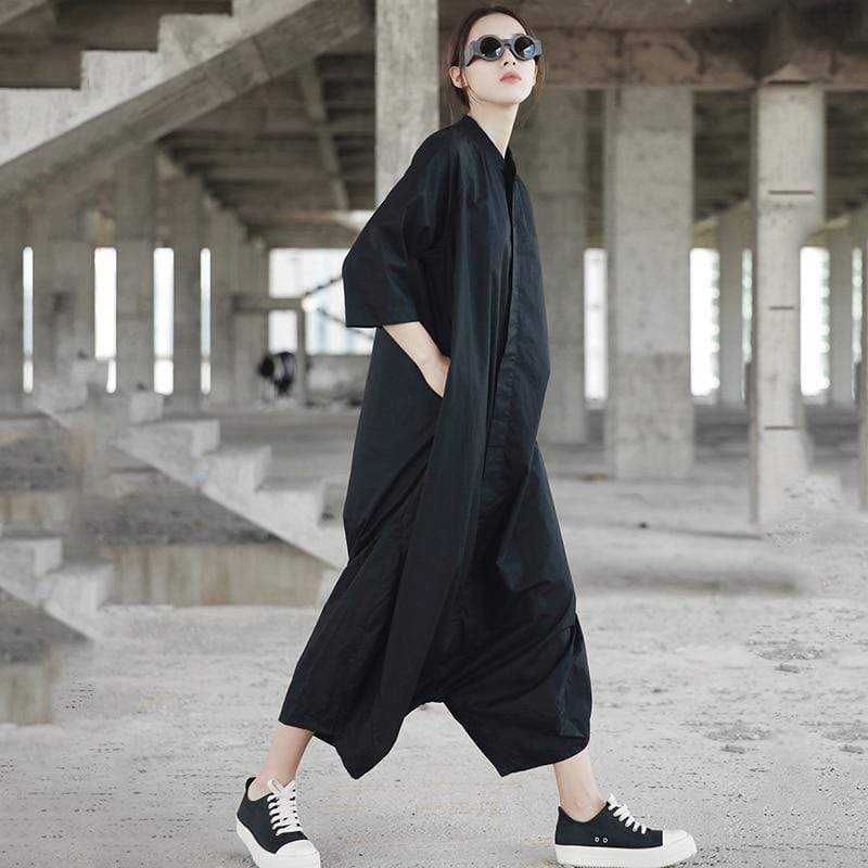 Buddhatrends Jumpsuits Street Style Black Oversized Jumpsuit | Millennials