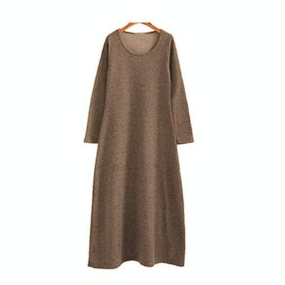 Buddhatrends Khaki / M Dalia Long Sleeve Warm Maxi Dress