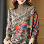 Turtleneck Printed Knitted Sweater