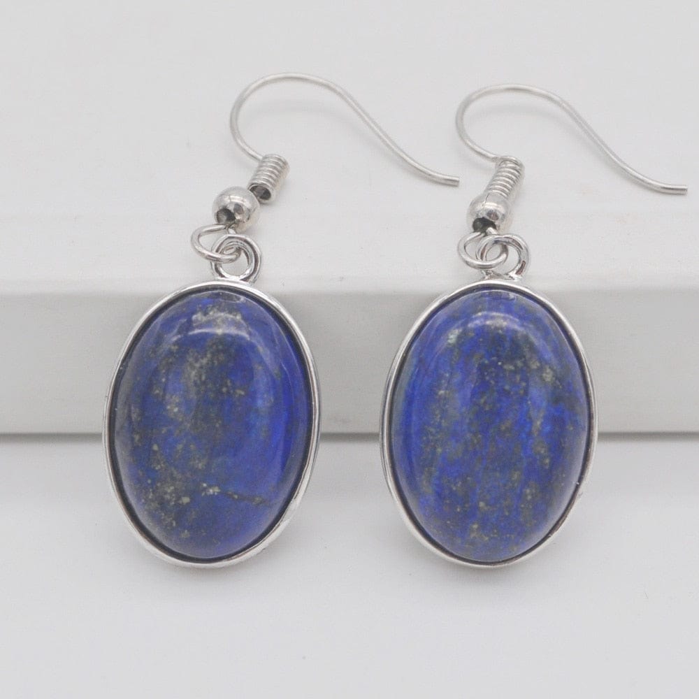 Buddhatrends Lapis Natural Stone Oval Earrings