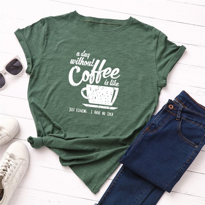 Buddhatrends Letter Coffee Cup Printed O Neck Tee