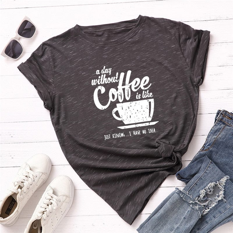 Buddhatrends Letter Coffee Cup Printed O Neck Tee