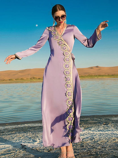 Buddhatrends Light Purple / S The Oasis Long Sleeve Kaftan Dress