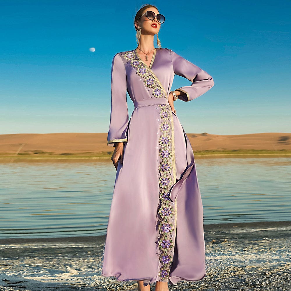 Светло-фиолетовый / S The Oasis платье-кафтан с длинными рукавами Buddhatrends | Мандала