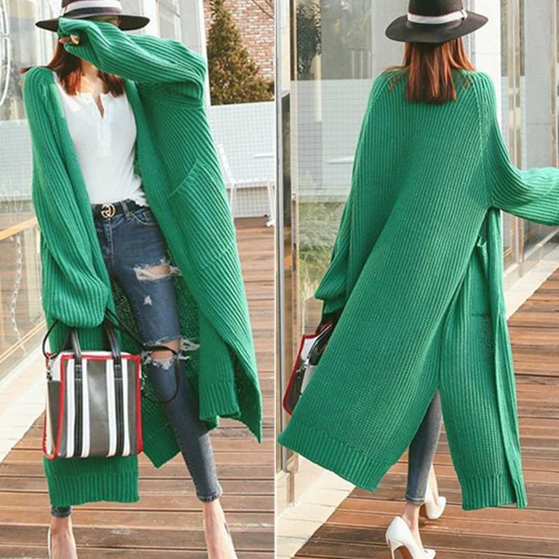 Buddhatrends Long Oversized Cardigan Loose Knitted Sweater Cardigan