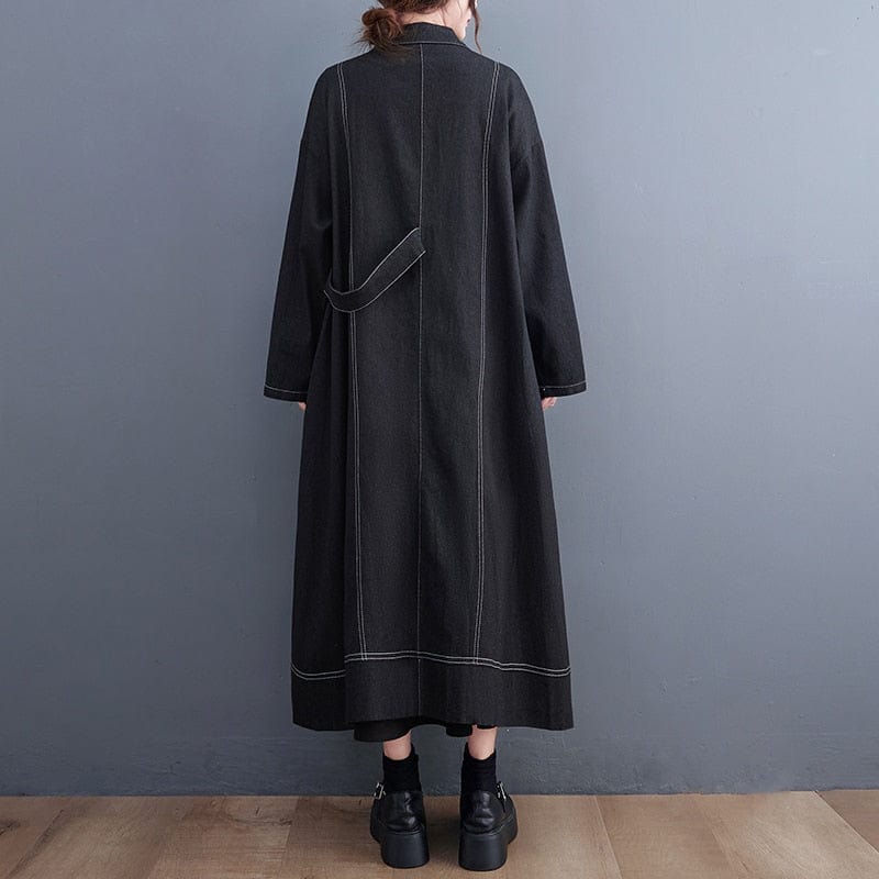 Buddhatrends Loose Single Breasted Jenim Trench Coat