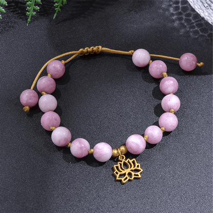 Buddhatrends Lotus Kunzite 108 Mala Beads Tassel Necklace Set