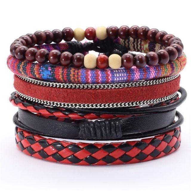 Buddhatrends Luna 5 Pieces Set Leather Bracelet