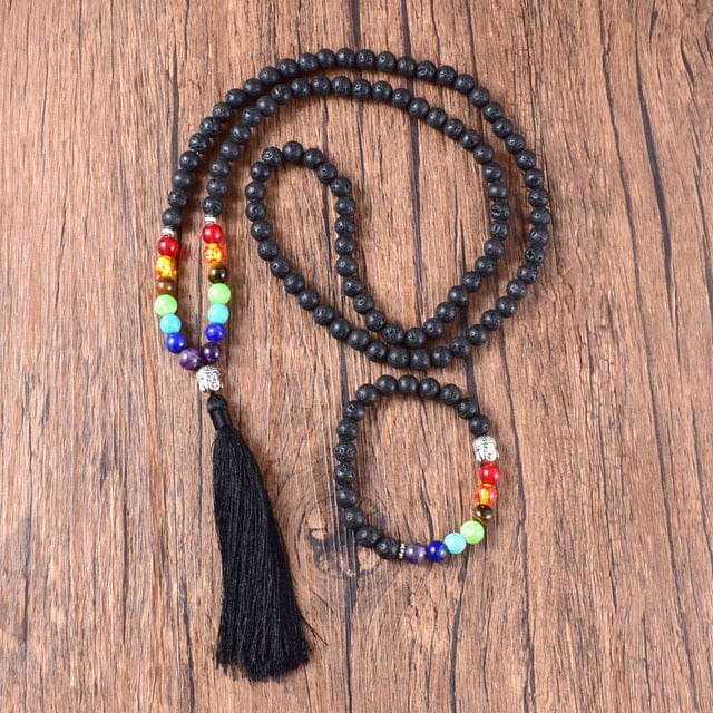 Buddhatrends Mala Necklace + Bracelet Set Chakras Meditation 108 Mala Beads Set