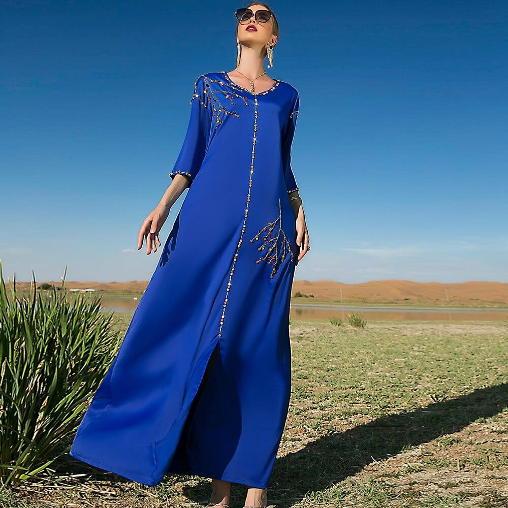 Buddhatrends Marocain Satin Abaya Dress | Mandala
