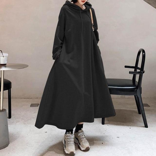 Buddhatrends maxi Black / 5XL Allegria Hooded Oversized Maxi Dress