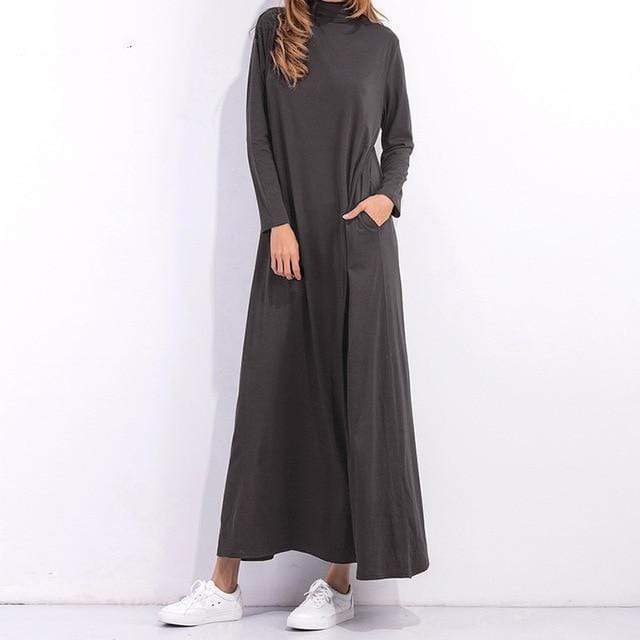 Buddhatrends maxi Dark Grey / s Harper Long Sleeve Maxi Dresses