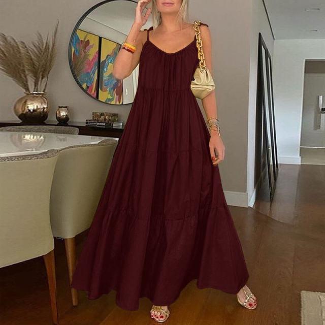Сукня максі від Buddhatrends Wine Red / S Briar Spaghetti Straps Maxi Dress