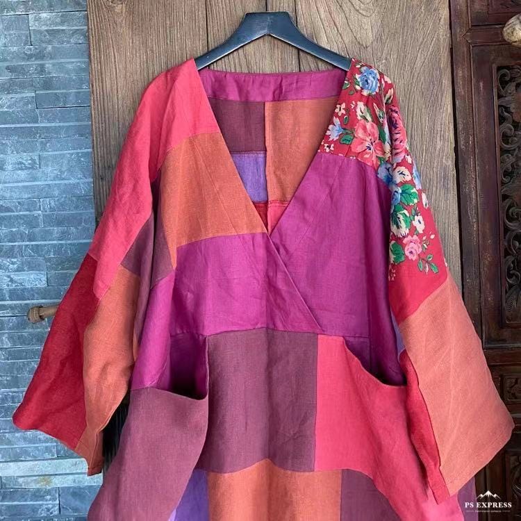 Buddhatrends maxi Floral Patchwork Tunic Dress