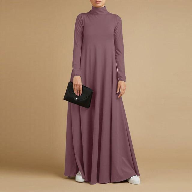 Buddhatrends maxi Purple / XL Plus Size Turtleneck Maxi Dress