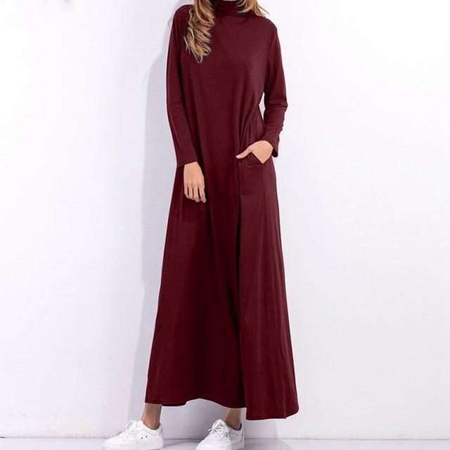 Buddhatrends maxi Wine Red / s Harper Long Sleeve Maxi Dresses