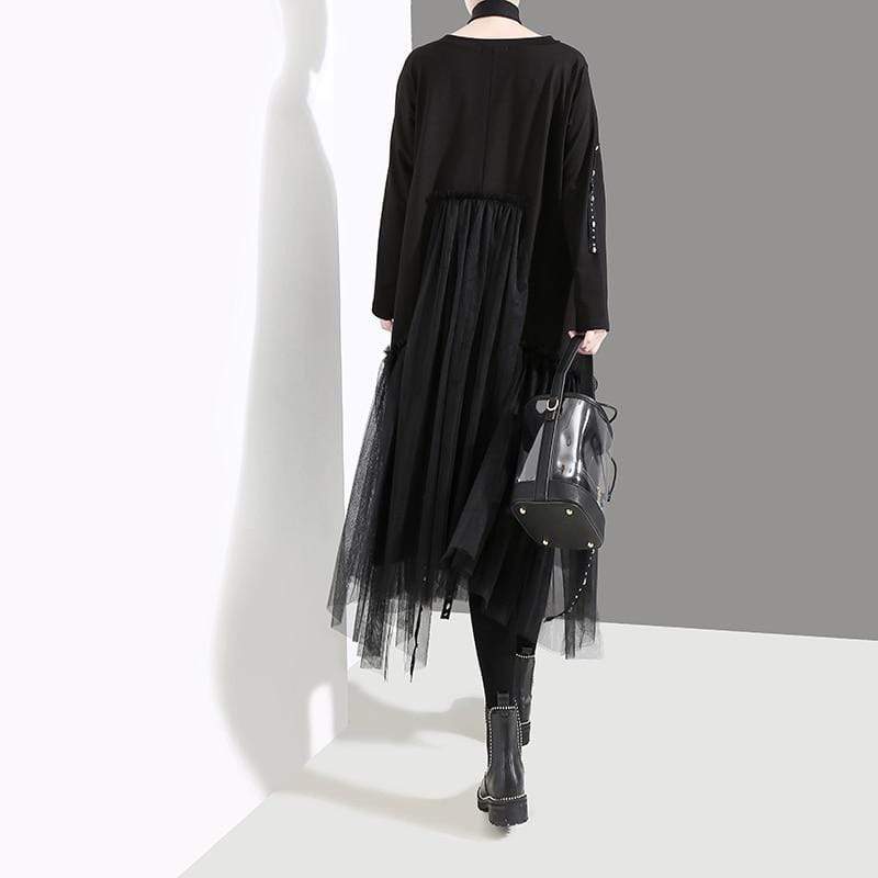 Buddhatrends Midi Dress Black Mesh Oversized Dress | Millennnials