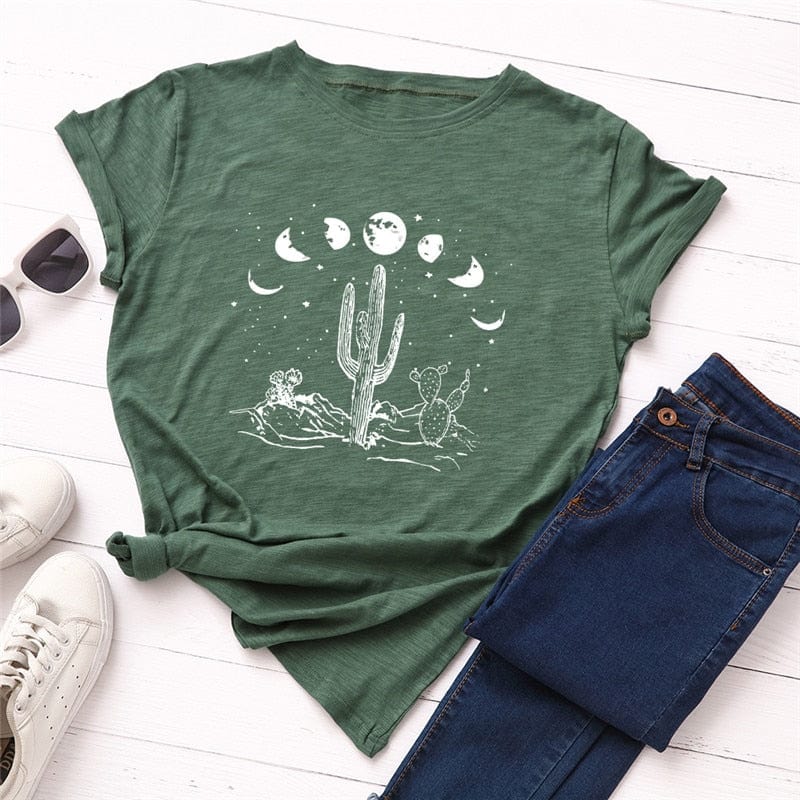 Moon Phases Loose Cotton T-Shirt