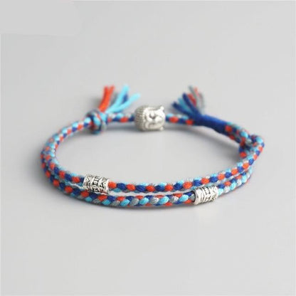 Buddhatrends Multi Blue Tibetan Buddha Rope Bracelet
