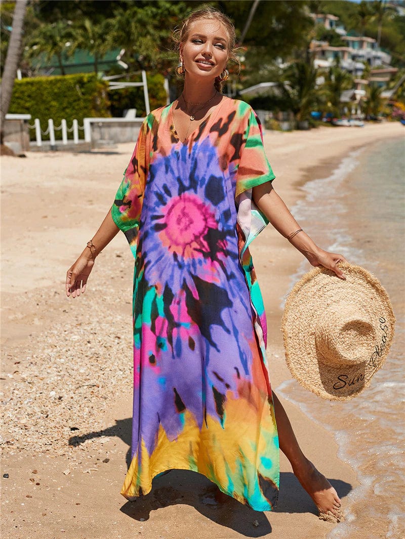 Buddhatrends Multi / Plus Size Woodstock Tie Dye Beach Dress