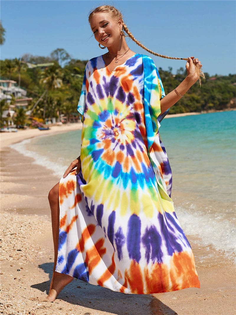 Многоцветное / одноразмерное радужное платье с принтом «тай-дай» Buddhatrends