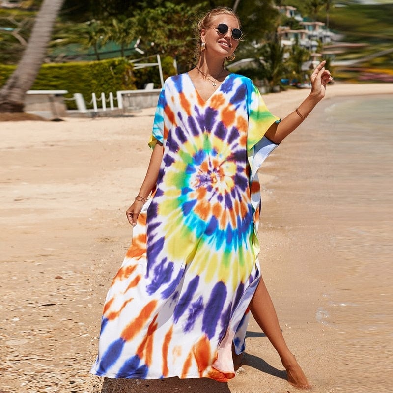 Buddhatrends Multicolors / Plus Size Multicolors Tie dye Print Dress